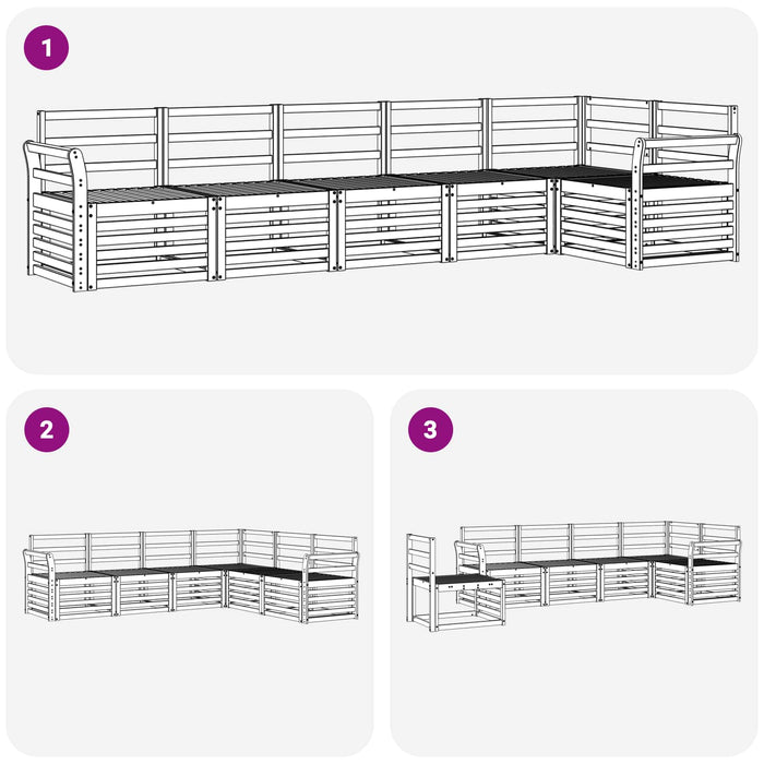 Set de canapele de exterior 6 pcs Alb 308 x 130,5 x 73 cm WALTI