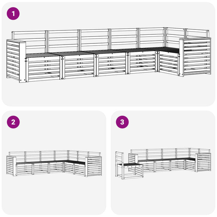 Set de canapele de exterior 6 pcs Alb 310 x 132,5 x 73 cm WALTI