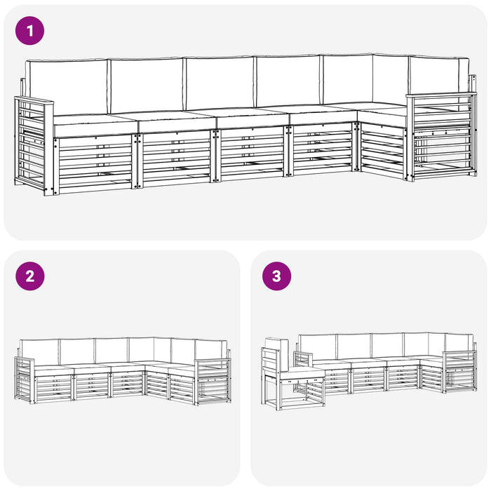 Set de canapele de exterior 6 pcs Alb și Bej WALTI