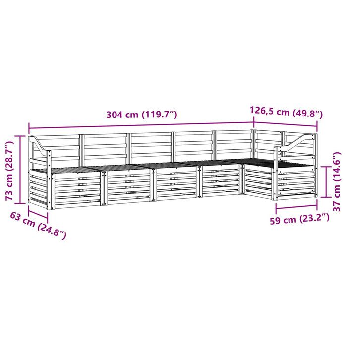Set de canapele de exterior 6 pcs Alb 304 x 126,5 x 73 cm WALTI