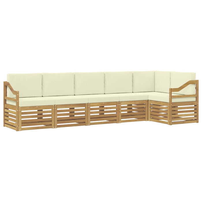 Set canapea sectională 6 pcs Alb și crem Lemn Solid de Acacia WALTI