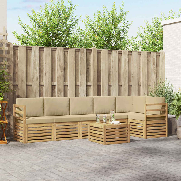 Set de canapele de exterior 7 pcs Alb și Bej 59 x 59 x 37 cm WALTI
