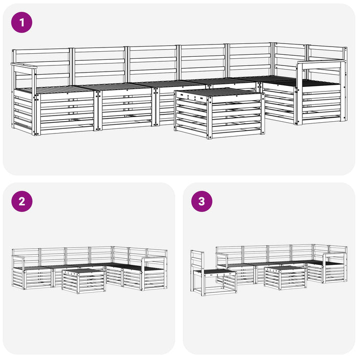 Set de canapele de exterior 7 pcs Alb 59 x 59 x 37 cm WALTI