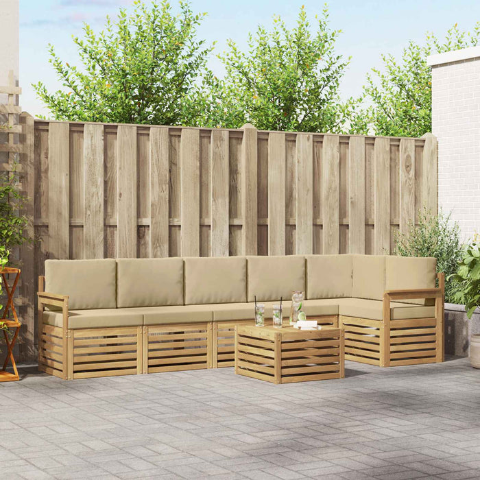 Set de canapele de exterior 7 pcs Alb și Bej 59 x 59 x 37 cm WALTI