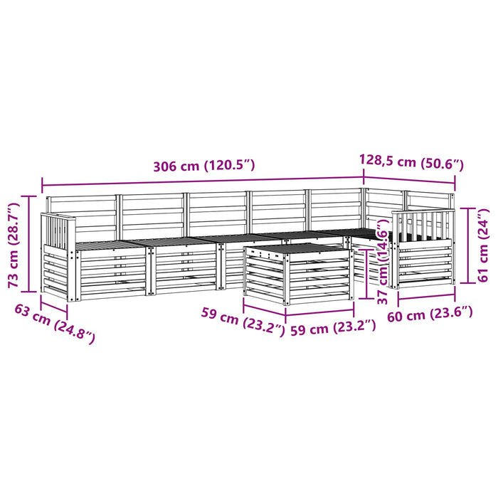 Set de canapele de exterior 7 pcs Alb 59 x 59 x 37 cm WALTI