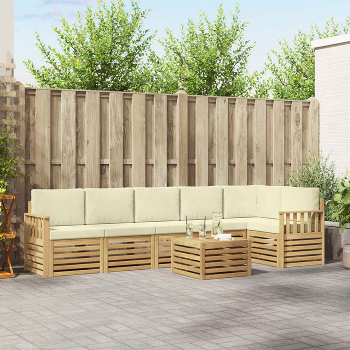 Set de canapele de exterior 7 pcs Alb și crem 59 x 59 x 37 cm WALTI