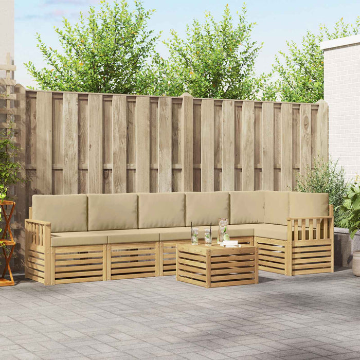 Set de canapele de exterior 7 pcs Alb și Bej 59 x 59 x 37 cm WALTI