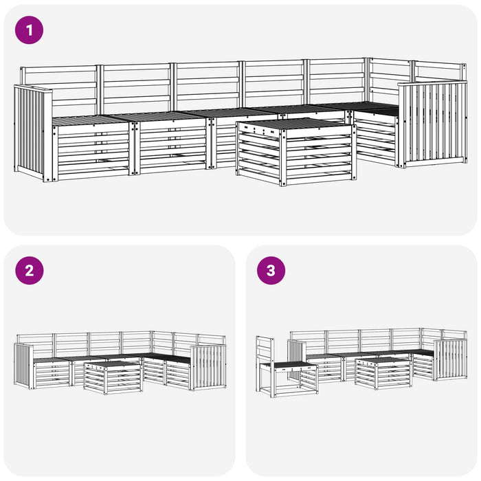 Set de canapele de exterior 7 pcs Alb 59 x 59 x 37 cm WALTI