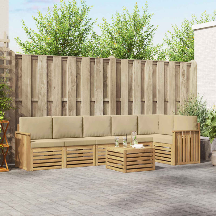 Set de canapele de exterior 7 pcs Alb și Bej 59 x 59 x 37 cm - WALTI WALTI