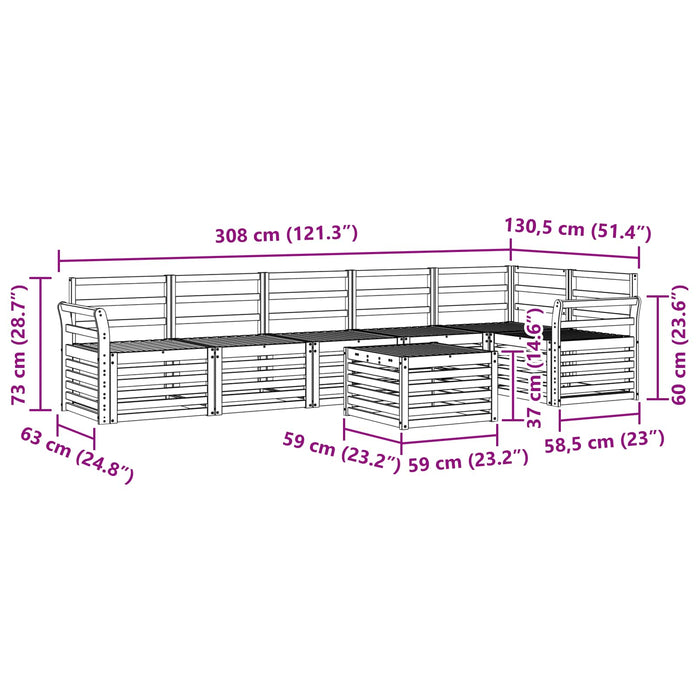Set de canapele de exterior 7 pcs Alb 59 x 59 x 37 cm WALTI