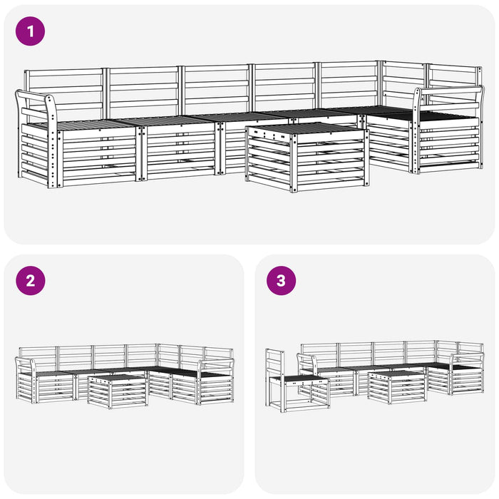 Set de canapele de exterior 7 pcs Alb 59 x 59 x 37 cm WALTI