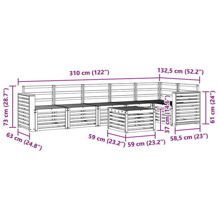 Set de canapele de exterior 7 pcs Alb 59 x 59 x 37 cm WALTI