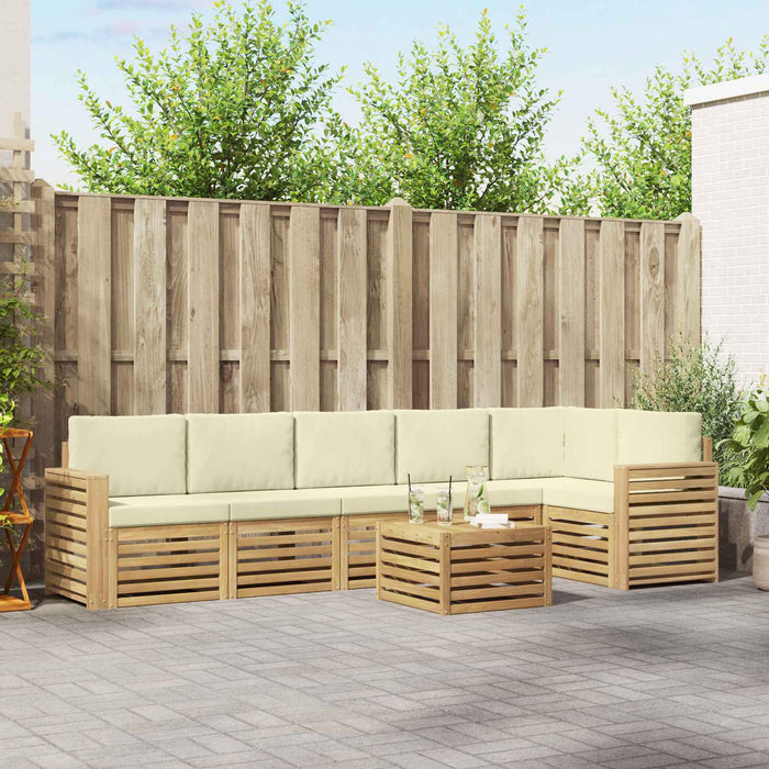 Set de canapele de exterior 7 pcs Alb și crem 59 x 59 x 37 cm - WALTI WALTI