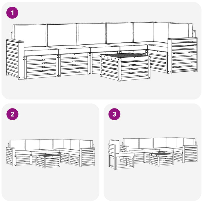 Set de canapele de exterior 7 pcs Alb și gri deschis - WALTI WALTI