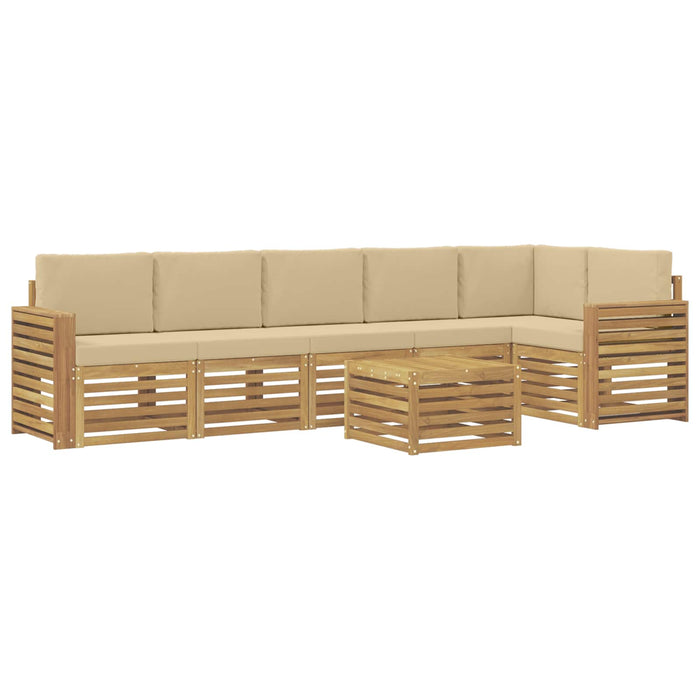 Set de canapele de exterior 7 pcs Alb și Bej 59 x 59 x 37 cm - WALTI WALTI