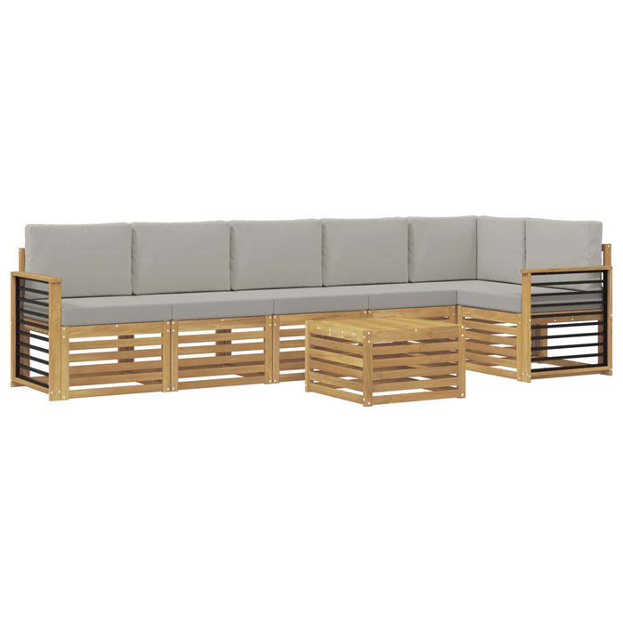 Set de canapele de exterior 7 pcs Alb și gri deschis WALTI