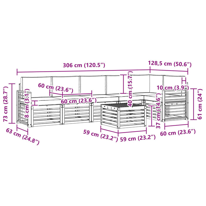 Set de canapele de exterior 7 pcs Alb și gri deschis WALTI