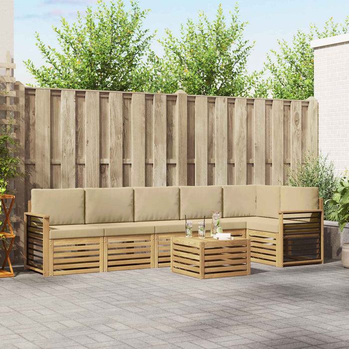 Set de canapele de exterior 7 pcs Alb și Bej 59 x 59 x 37 cm WALTI