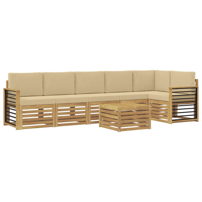 Set de canapele de exterior 7 pcs Alb și Bej 59 x 59 x 37 cm WALTI