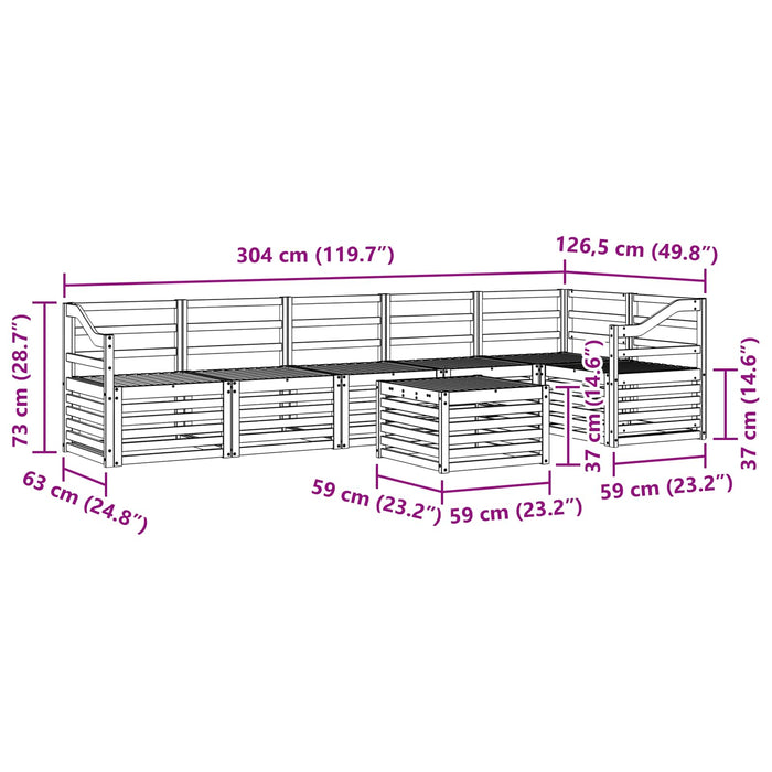 Set de canapele de exterior 7 pcs Alb 59 x 59 x 37 cm WALTI