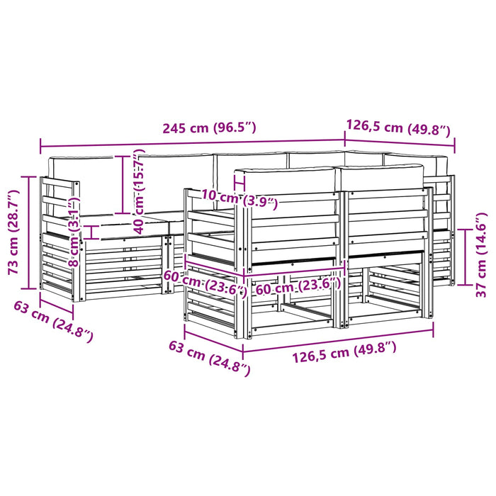 Set canapea sectională cu pernă 7 pcs Alb și crem WALTI