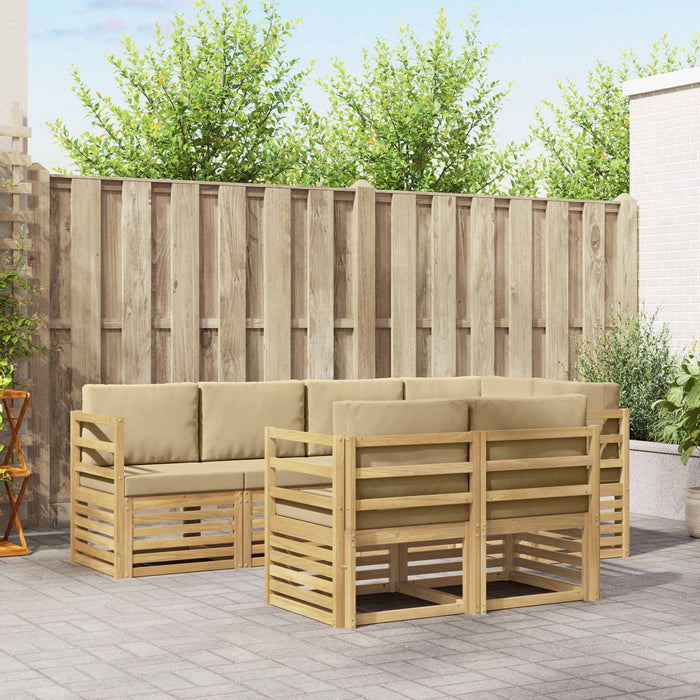 Set de canapele de exterior 7 pcs Alb și Bej WALTI