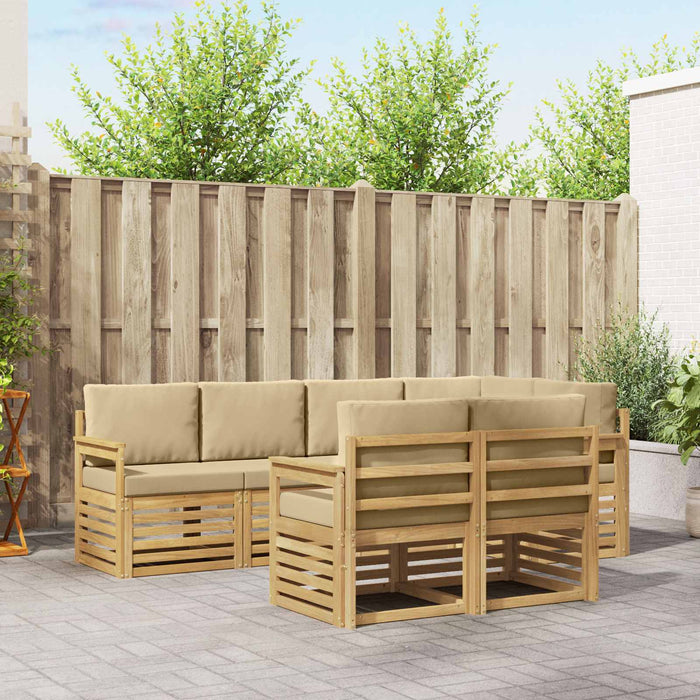 Set de canapele de exterior 7 pcs Alb și Bej WALTI