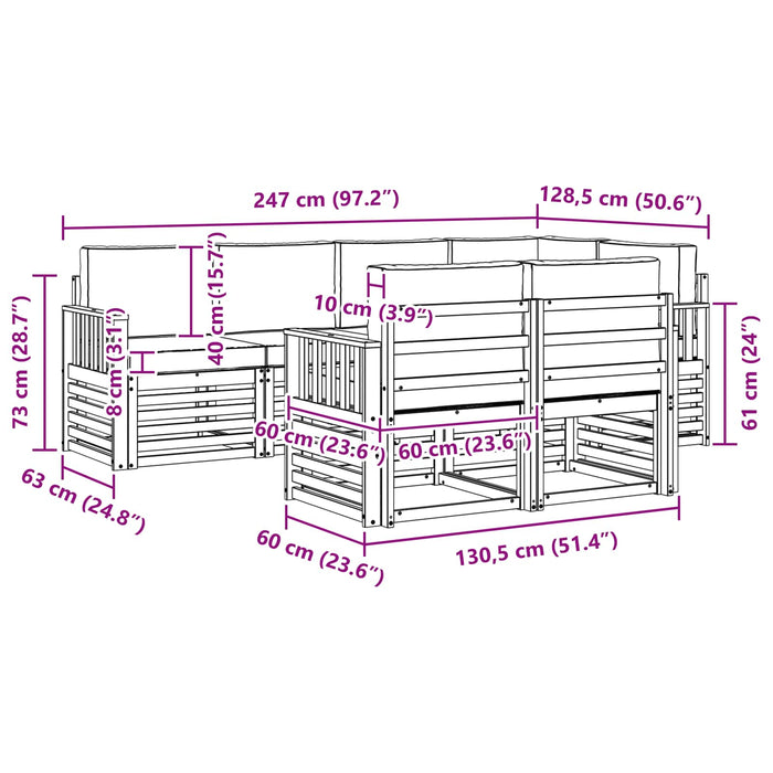Set de canapele de exterior 7 pcs Alb și crem WALTI