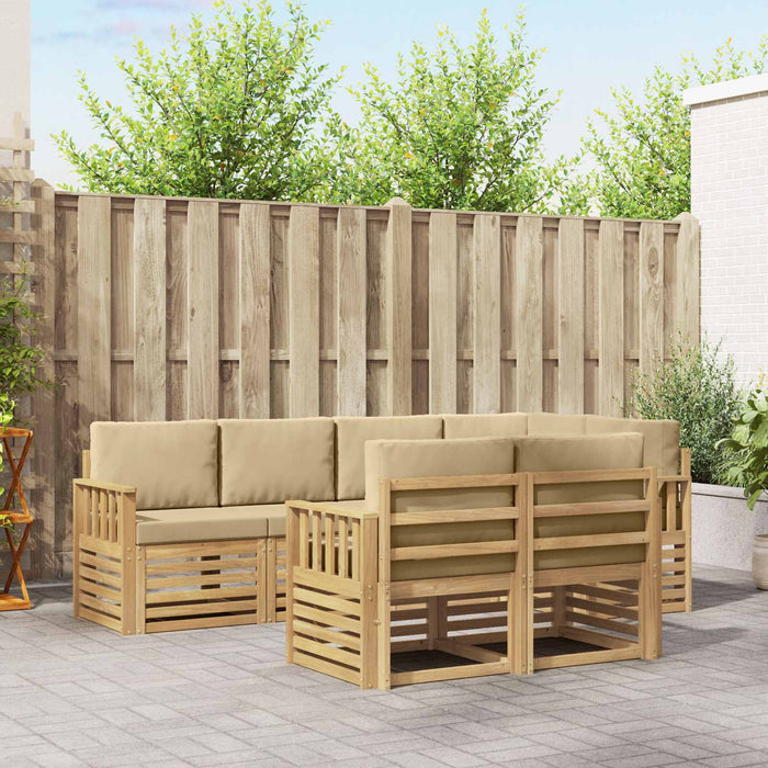 Set de canapele de exterior 7 pcs Alb și Bej WALTI