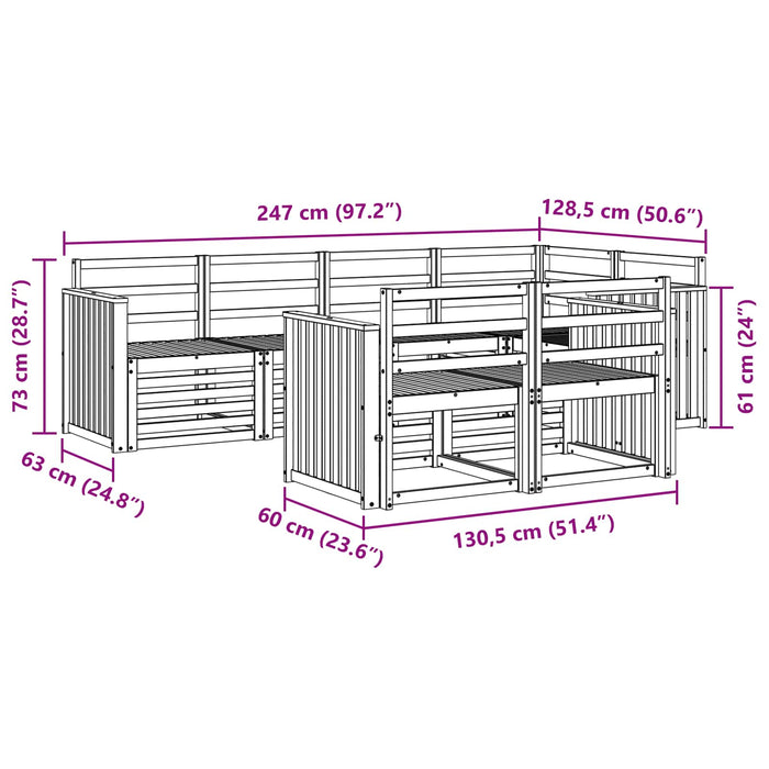 Set de canapele de exterior 7 pcs Alb 247 x 128,5 x 73 cm WALTI
