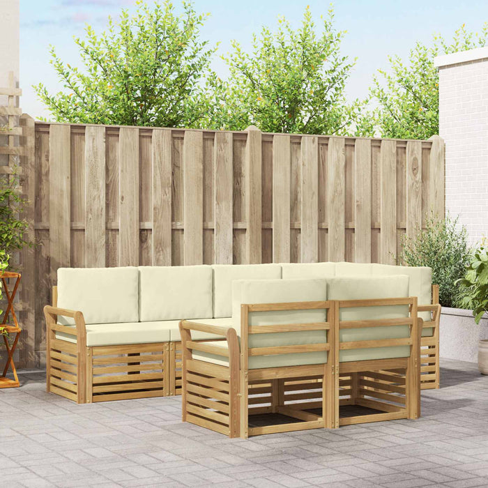 Set de canapele de exterior 7 pcs Alb și crem - WALTI WALTI