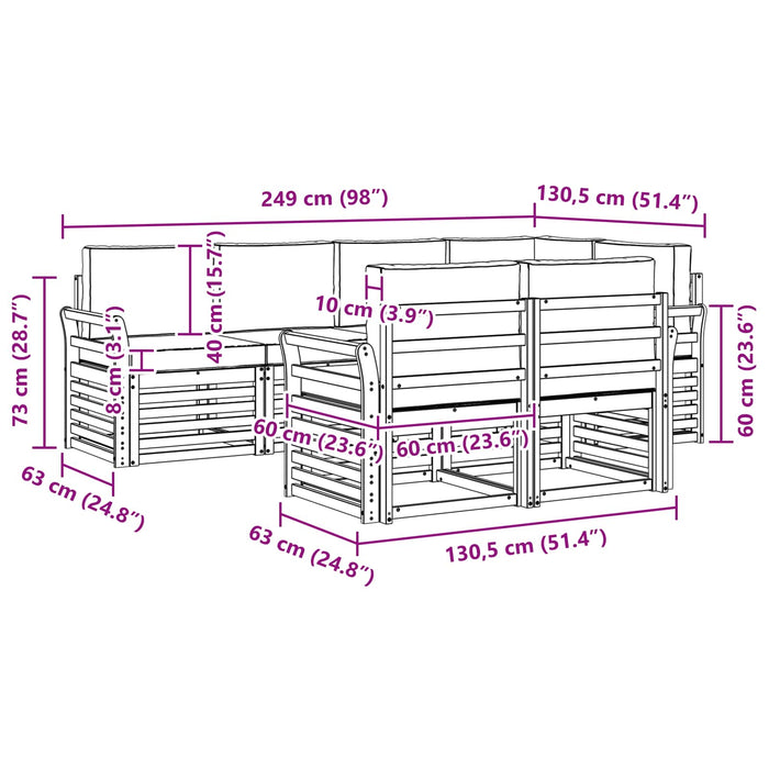 Set de canapele de exterior 7 pcs Alb și gri deschis - WALTI WALTI