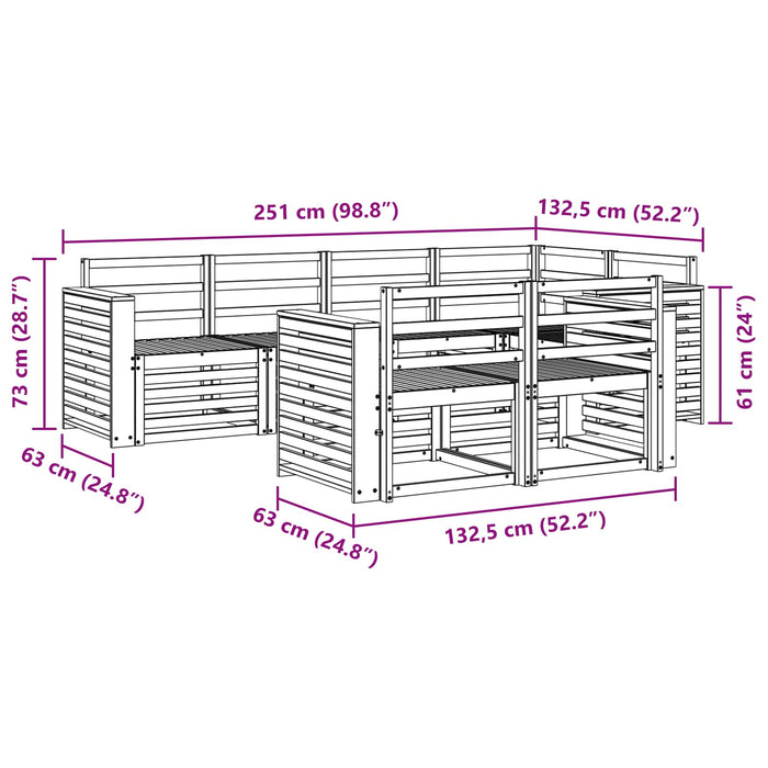 Set de canapele de exterior 7 pcs Alb 251 x 132,5 x 73 cm WALTI