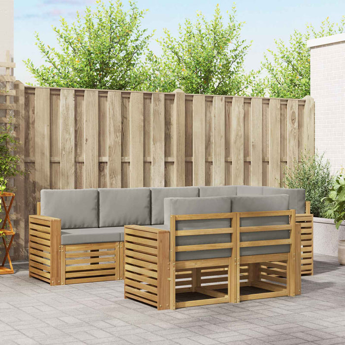 Set de canapele de exterior 7 pcs Alb și gri deschis WALTI