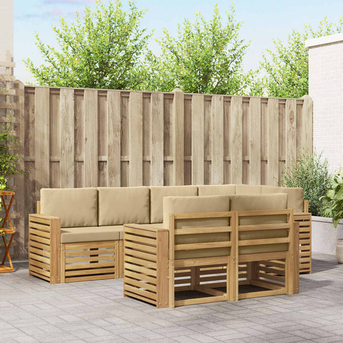 Set de canapele de exterior 7 pcs Alb și Bej - WALTI WALTI