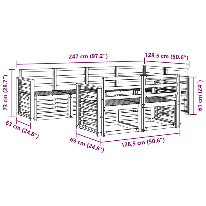 Set de canapele de exterior 7 pcs Alb 247 x 128,5 x 73 cm WALTI