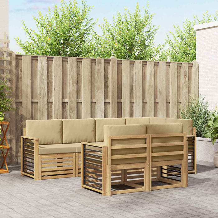 Set de canapele de exterior 7 pcs Alb și Bej WALTI