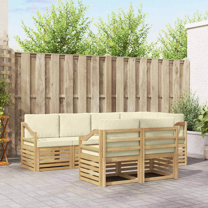 Set canapea sectională cu pernă 7 pcs Alb și crem WALTI
