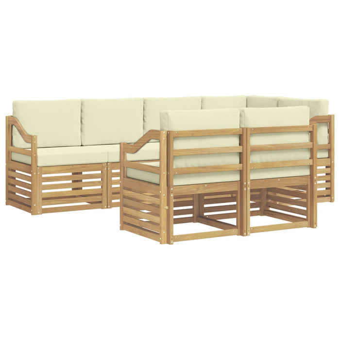 Set canapea sectională cu pernă 7 pcs Alb și crem WALTI