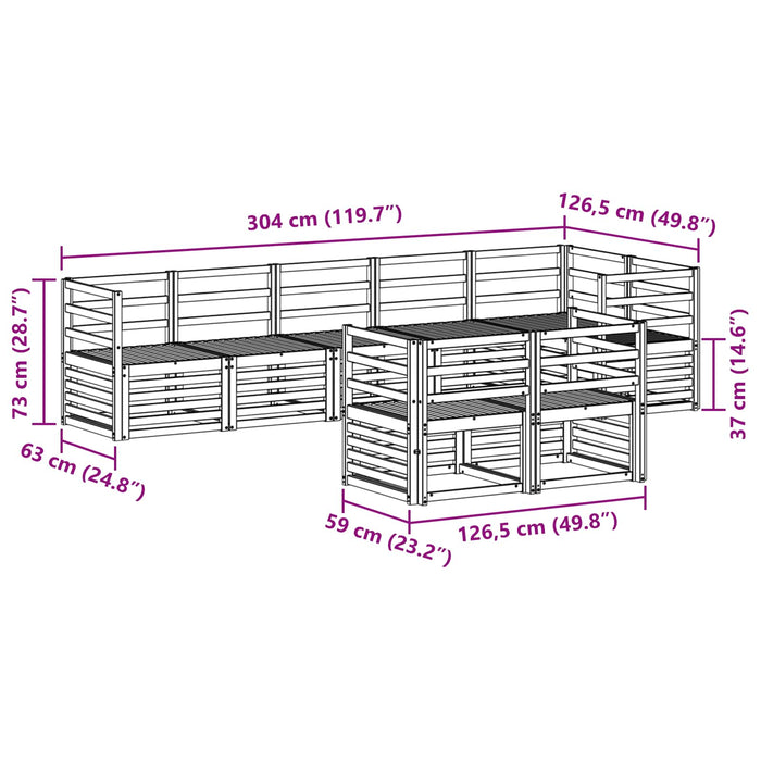 Set de canapele de exterior 8 pcs Alb 304 x 126,5 x 73 cm WALTI