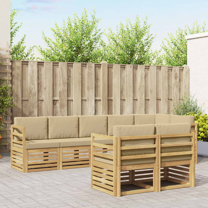Set de canapele de exterior 8 pcs Alb și Bej WALTI