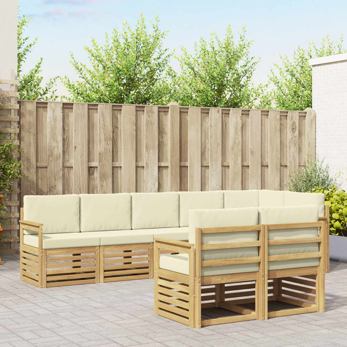 Set de canapele de exterior 8 pcs Alb și crem WALTI