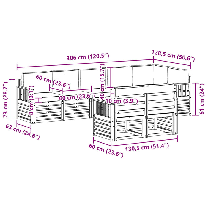 Set de canapele de exterior 8 pcs Alb și crem WALTI