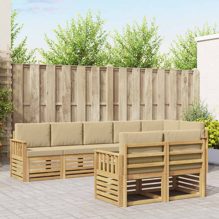 Set de canapele de exterior 8 pcs Alb și Bej WALTI