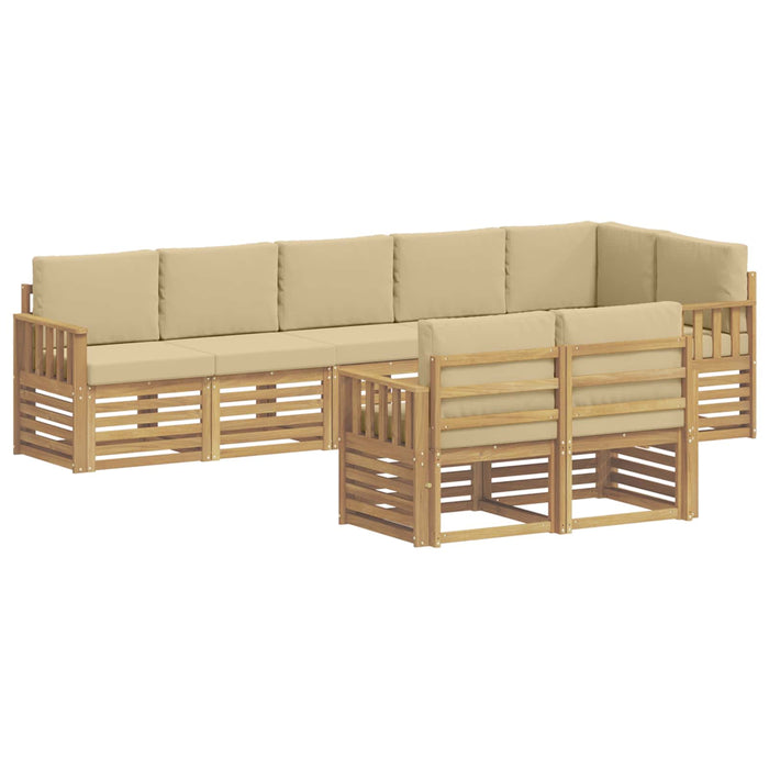 Set de canapele de exterior 8 pcs Alb și Bej WALTI