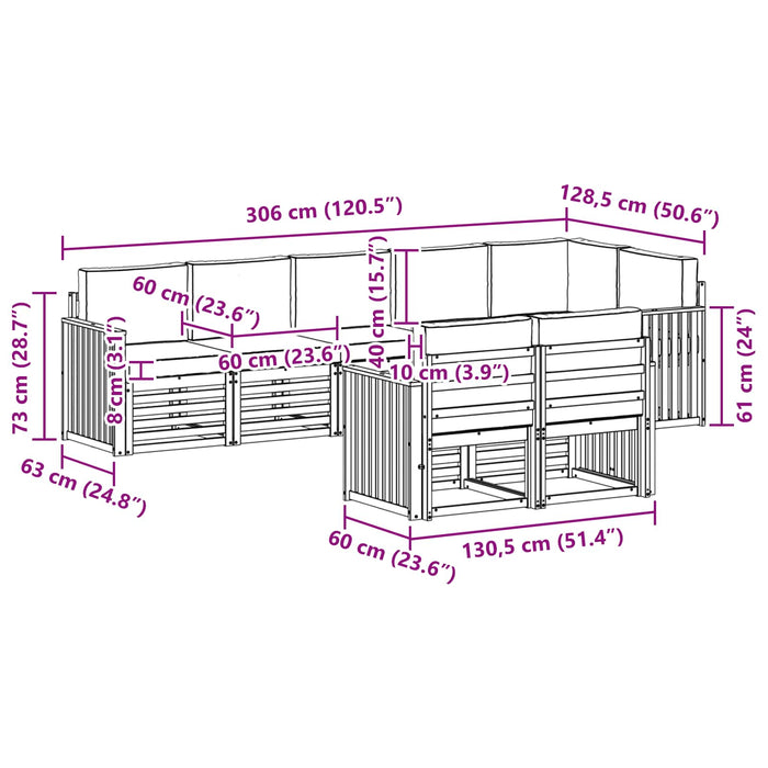 Set de canapele de exterior 8 pcs Alb și gri deschis WALTI
