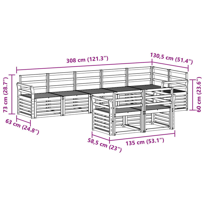 Set de canapele de exterior 8 pcs Alb 308 x 130,5 x 73 cm WALTI