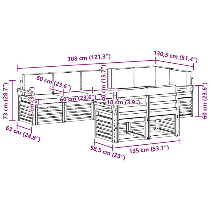 Set de canapele de exterior 8 pcs Alb și gri deschis WALTI