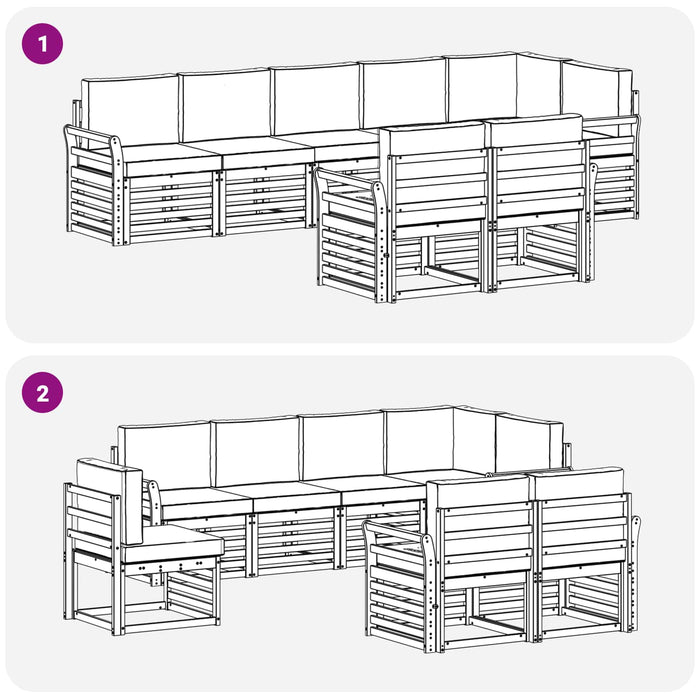 Set de canapele de exterior 8 pcs Alb și gri deschis WALTI