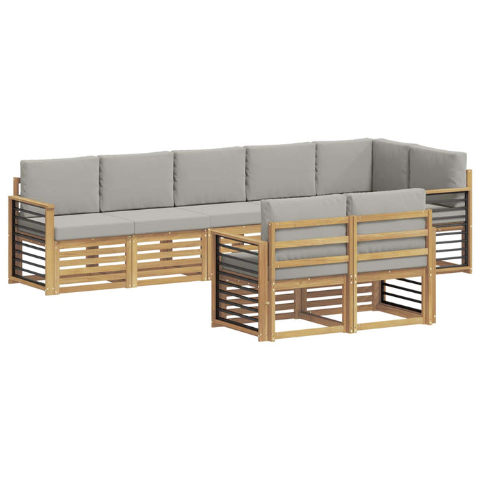 Set de canapele de exterior 8 pcs Alb și gri deschis WALTI